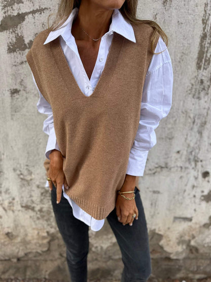 Pull pour femme décontracté col V style casual