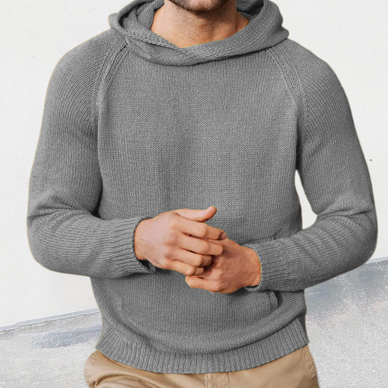 Herren Strickpullover Kapuze Feinmasche Modern - IdealeKleiden