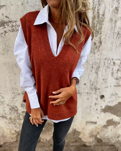 Pull pour femme décontracté col V style casual