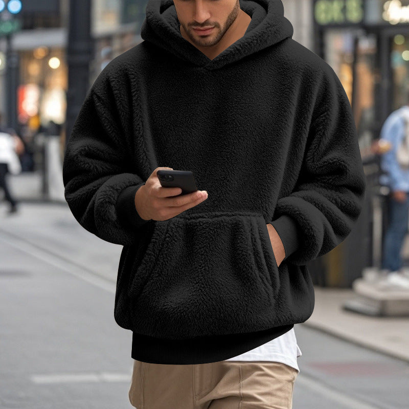 Grand Hoodie en Polaire pour Hommes Confortable Moderne avec Poche Kangourou