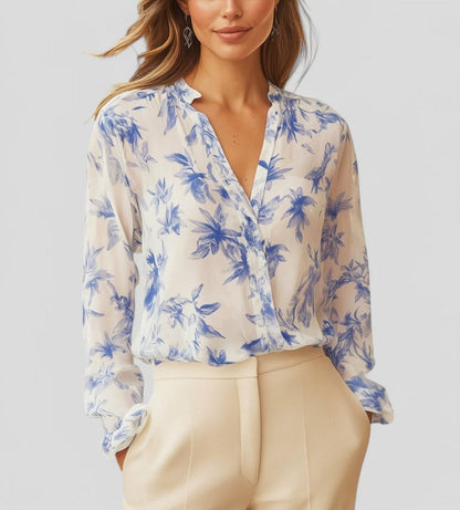 Chemisier élégant fleuri pour femme, vêtements d'été