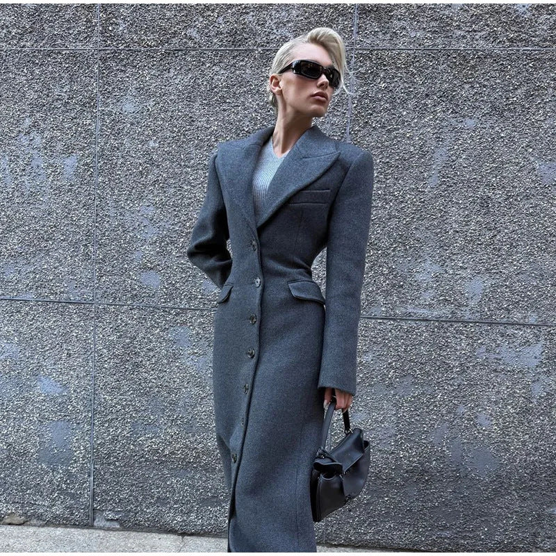 Manteau en laine élégant pour femme avec boutons décoratifs