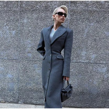 Manteau en laine élégant pour femme avec boutons décoratifs