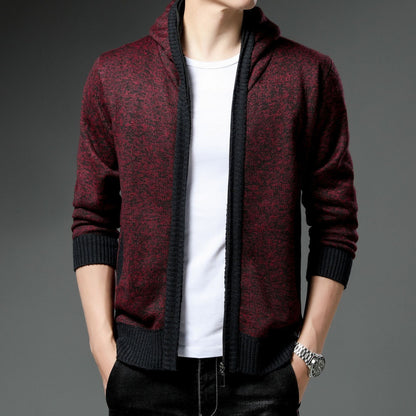 Cardigan Homme Moderne Capuche Noir Blanc
