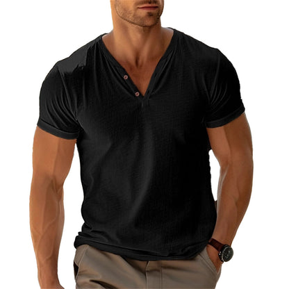 T-shirt Henley léger pour hommes Confortable Respirant
