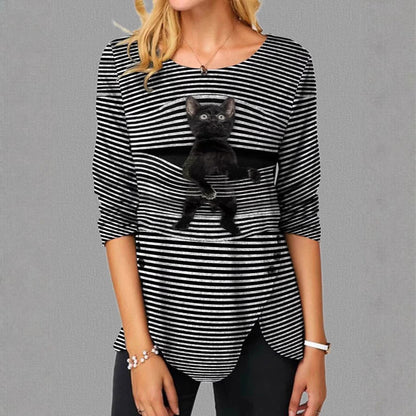 Damen T-Shirt Katzenmotive Relaxed Fit - IdealeKleiden