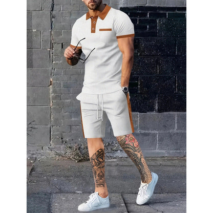 Ensemble polo et short homme design contrasté sportif