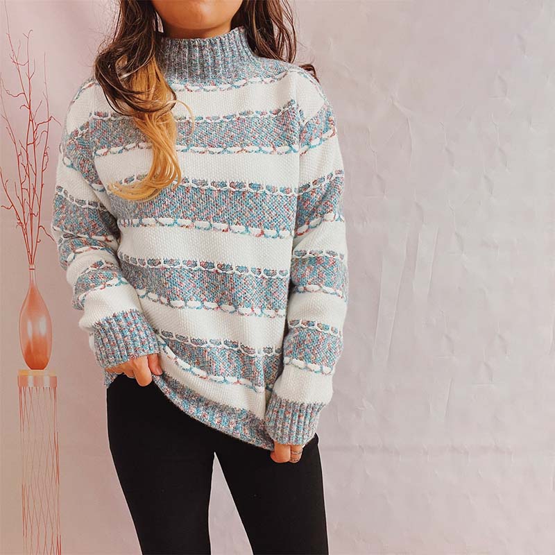 Pull en tricot rayé Femme moderne