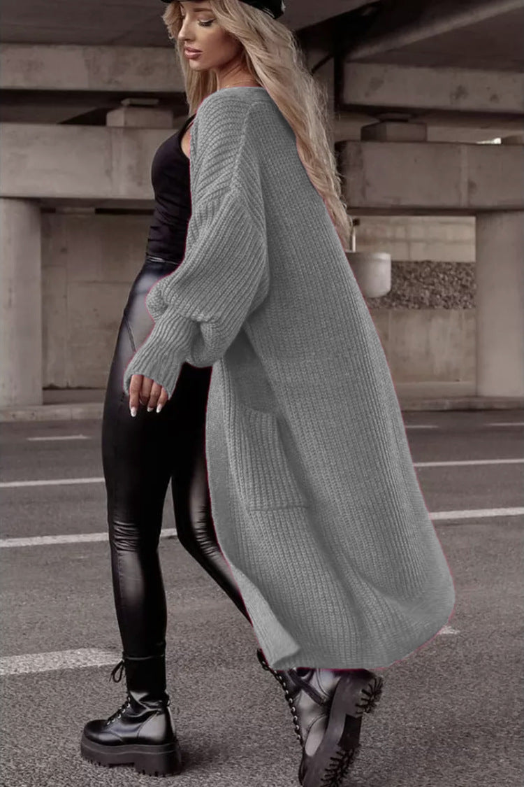 Gilet long pour femme, coupe oversize, décontracté, avec poches