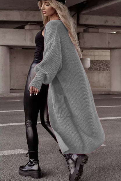 Gilet long pour femme, coupe oversize, décontracté, avec poches