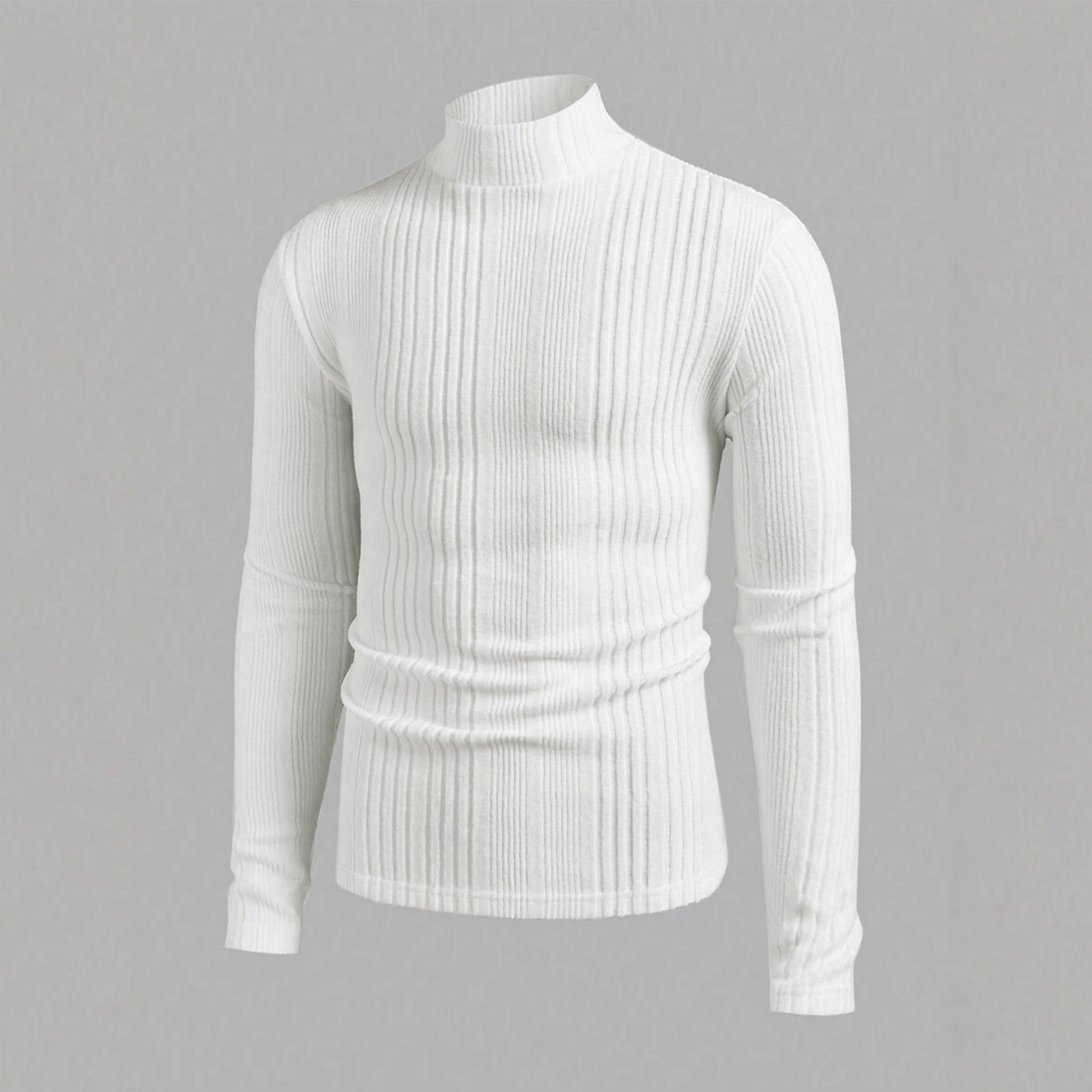Herren Pullover Strick Hochkragen Rippoptik - IdealeKleiden