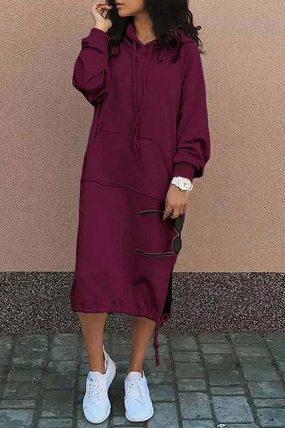 Robe-sweat à capuche femme décontractée et confortable avec poches