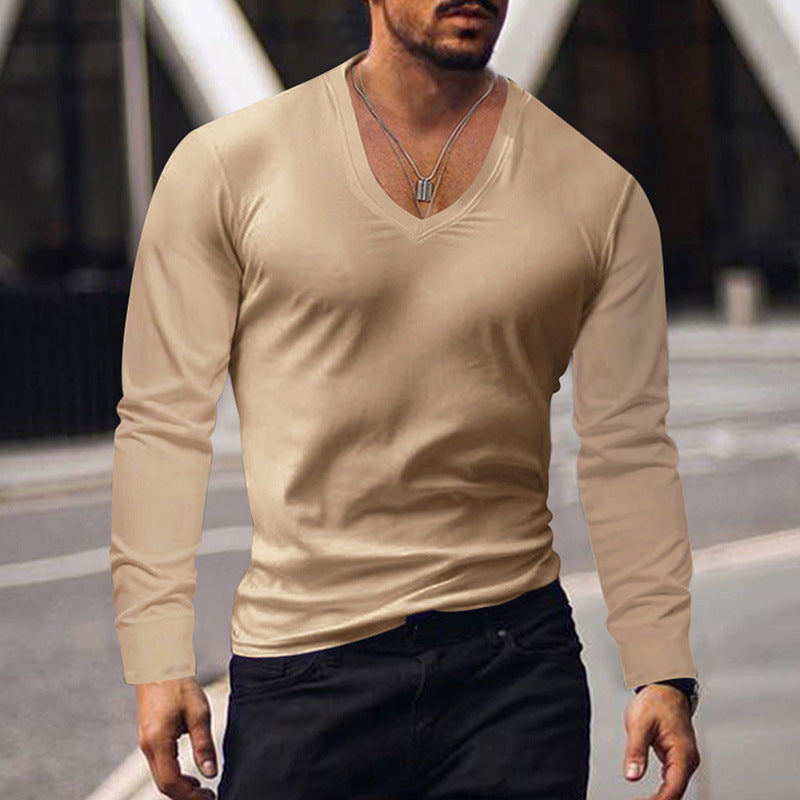 T-shirt manches longues homme Col V Confort Coton