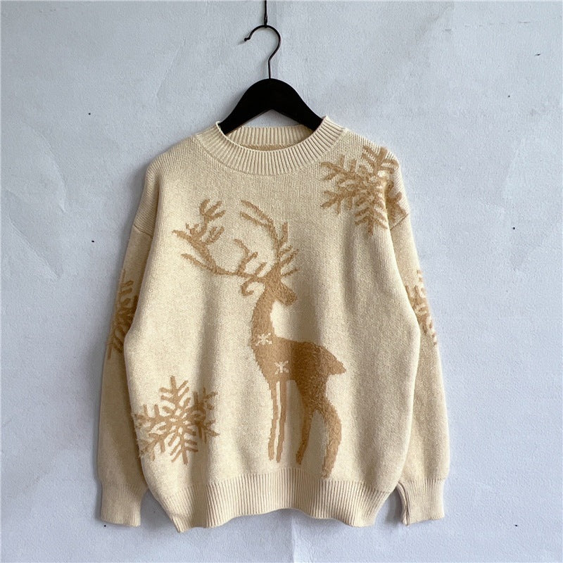 Pull de Noël Femme Festif Motif Rennes