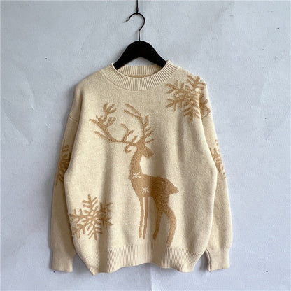 Pull de Noël Femme Festif Motif Rennes