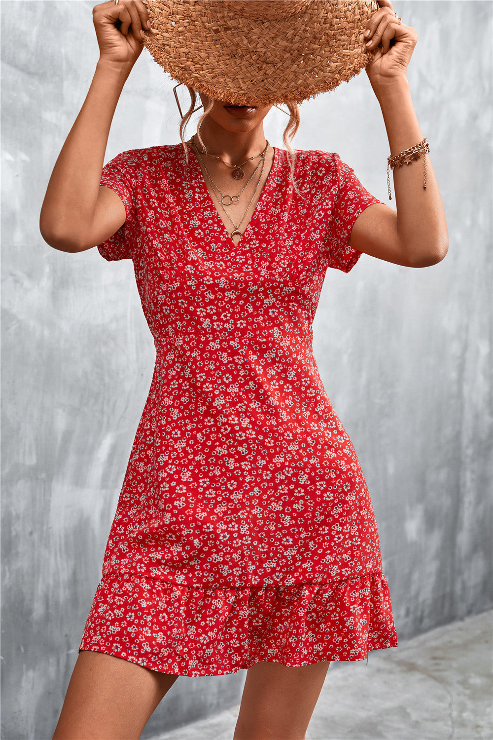 Robe d'été courte femme florale élégante