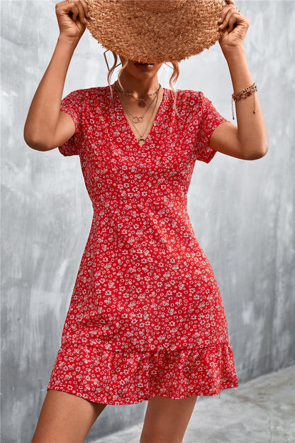 Robe d'été courte femme florale élégante