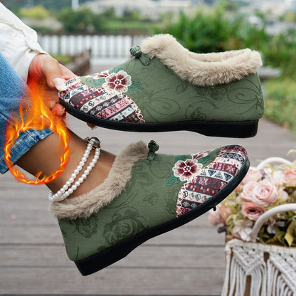 Chaussons doux en polaire à motif floral pour femmes