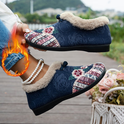 Chaussons doux en polaire à motif floral pour femmes