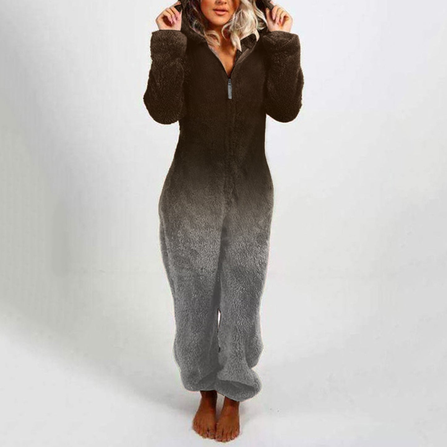 Combinaison polaire femme à capuche dégradé tendance