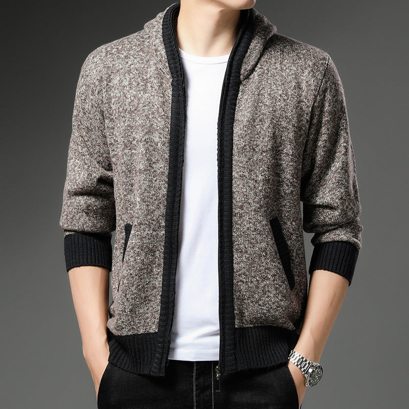 Cardigan Homme Moderne Capuche Noir Blanc