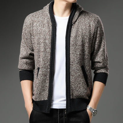 Cardigan Homme Moderne Capuche Noir Blanc