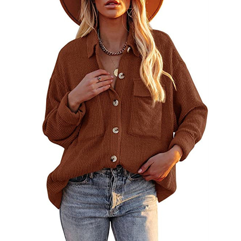 Chemisier oversize à texture et boutons pour femme