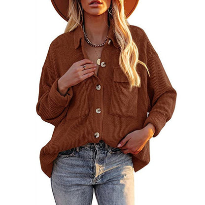 Chemisier oversize à texture et boutons pour femme
