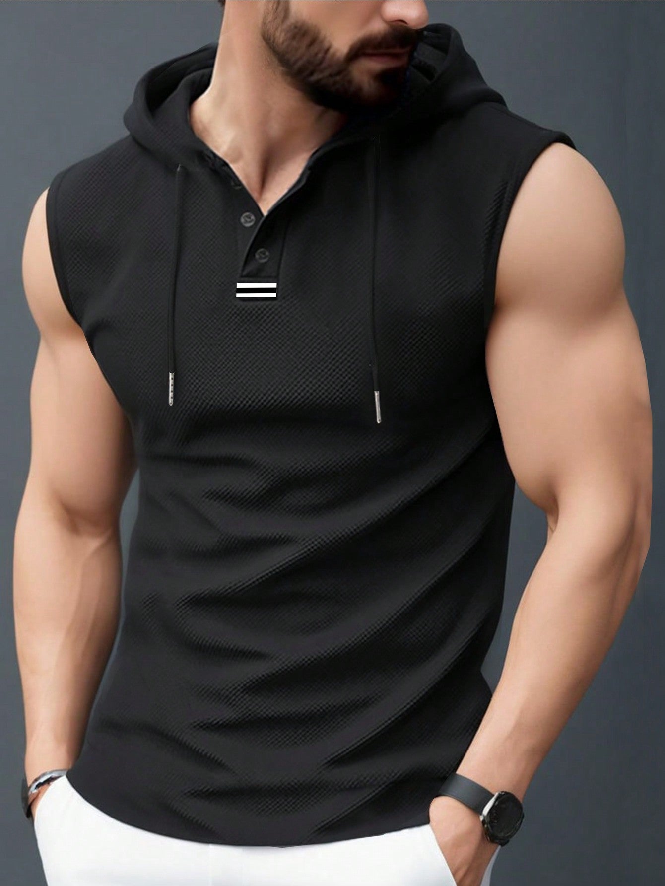 Débardeur à capuche sportif texturé pour homme