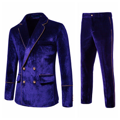 Herren Anzug Samt Elegant Gold - IdealeKleiden