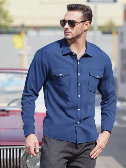 Chemise Homme Manches Longues Coupe Moderne Décontractée