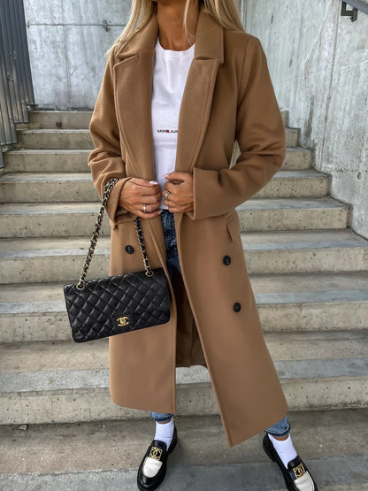 Manteau en laine sur mesure Élégant Ceinture Coupe Longueur totale