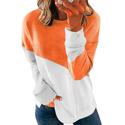 Sweat-shirt Femme Tendance Bloc de Couleurs Col Rond