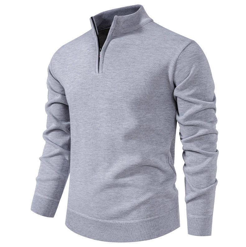 Pull en tricot pour homme, col montant court zippé, élégant