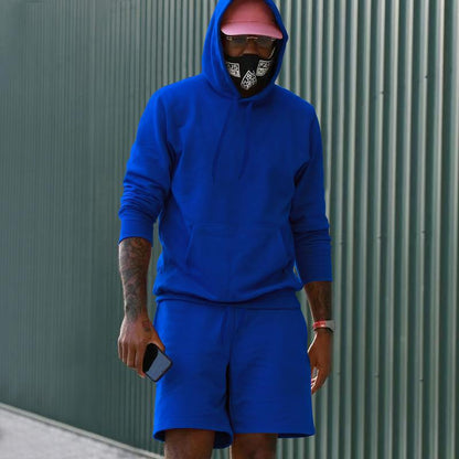 Ensemble de sport pour hommes, sweat à capuche, short, confortable