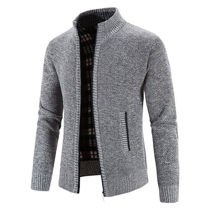 Cardigan homme col montant aspect piqué