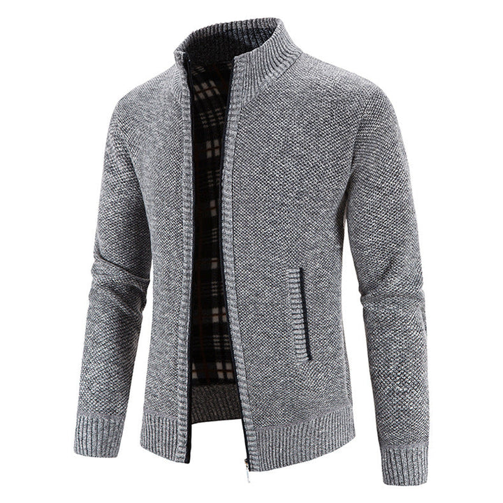 Cardigan homme col montant aspect piqué