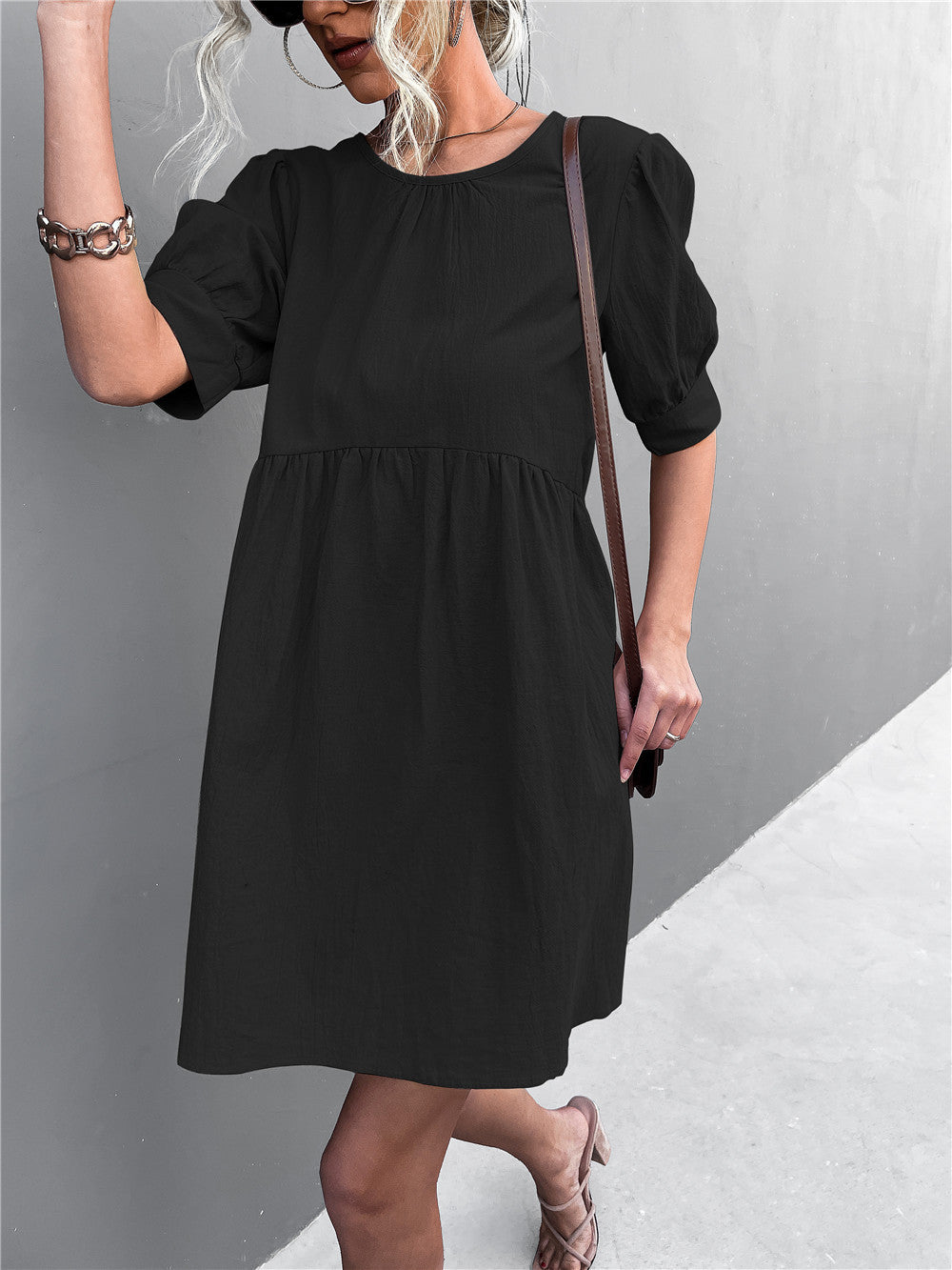 Robe d'été pour femme, légère et vaporeuse avec ceinture élastique