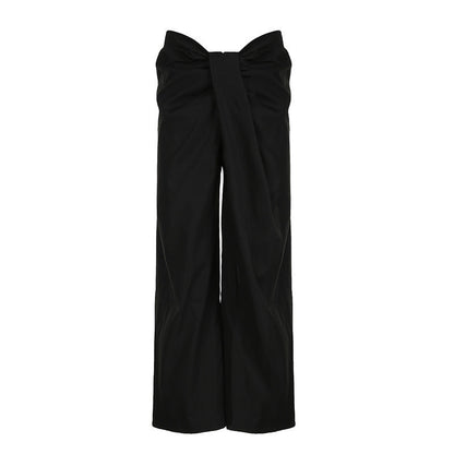 Pantalon femme taille haute palazzo élégant style jupe plissée