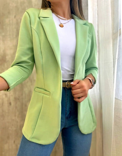 Blazer Femme Élégant Coupe Cintrée Manches Longues