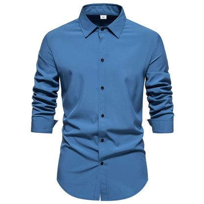 Chemise homme manches longues en coton coupe moderne