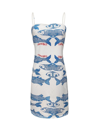 Robe d'été femme motif poisson robe de plage élégante
