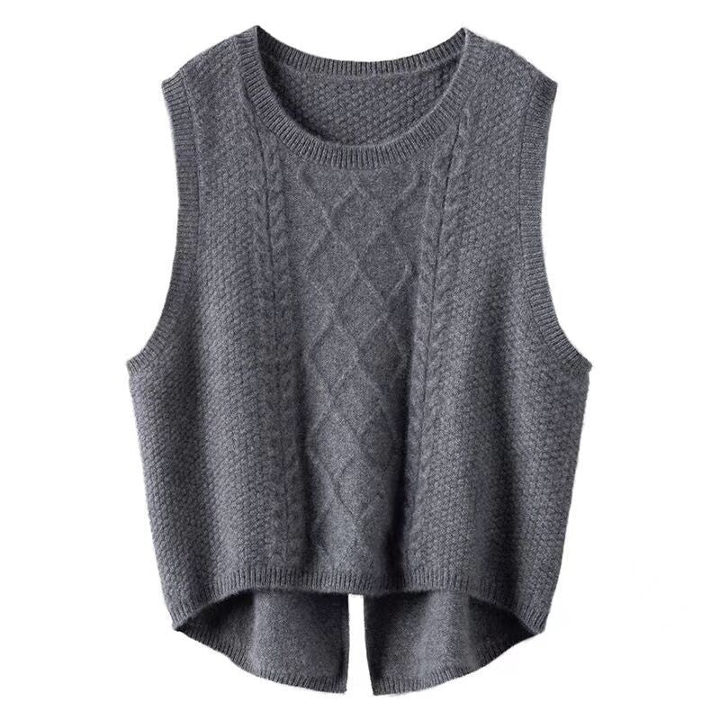 Gilet en maille sans manches pour femme Motif torsadé Style moderne