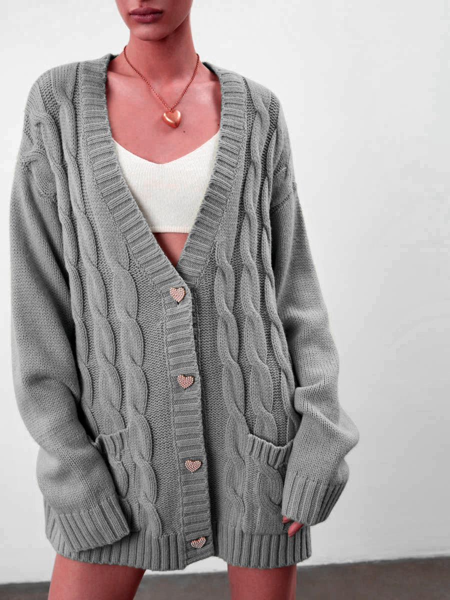 Gros gilet oversize boutons cœurs