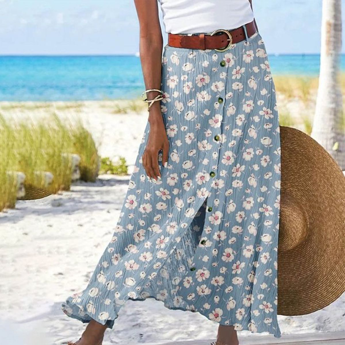 Robe longue pour femme à imprimé floral design élégant
