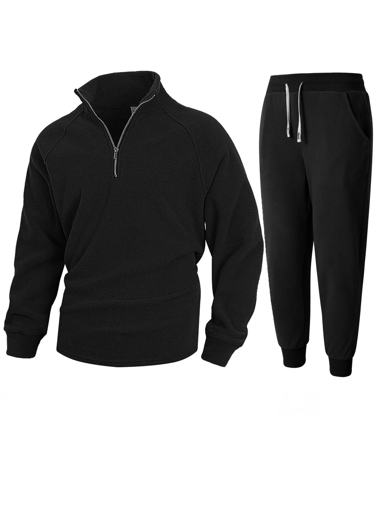 Ensemble polaire pour homme, confortable, mi-long, avec fermeture éclair