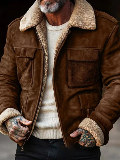 Blouson en peau d'agneau pour hommes, design élégant