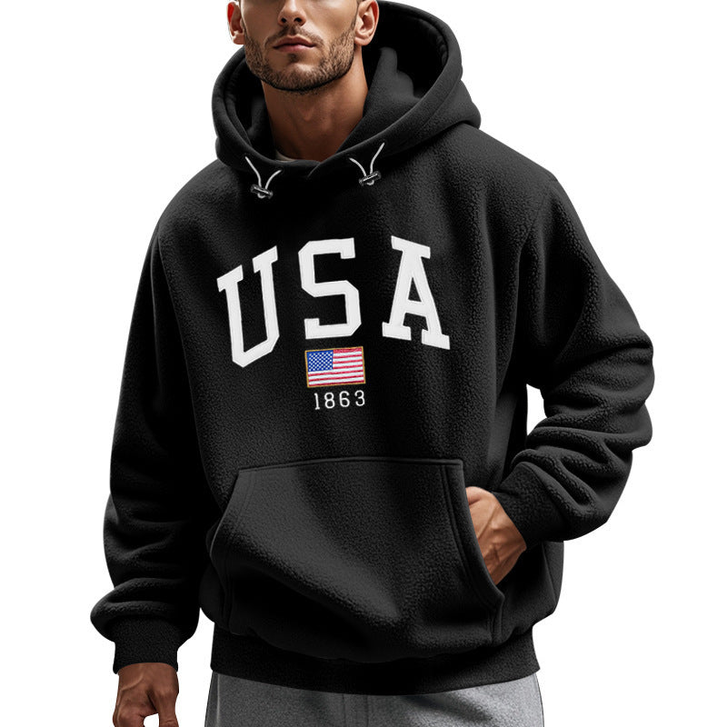 Sweat à capuche polaire homme design américain douillet et chaud