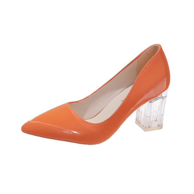 Escarpins à talons hauts avec talon transparent et bout pointu pour femmes