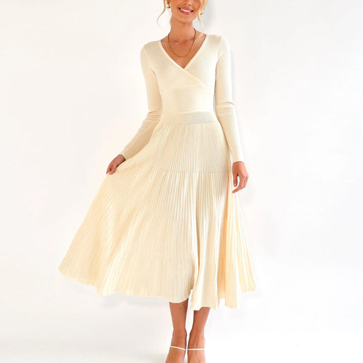 Robe cache-cœur plissée élégante pour femme